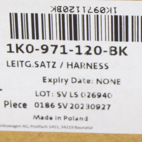 NEW VOLKSWAGEN GOLF MK5 1K FRONT LEFT DOOR WIRING LOOM 1K0971120BK ORIGINAL - Image 7