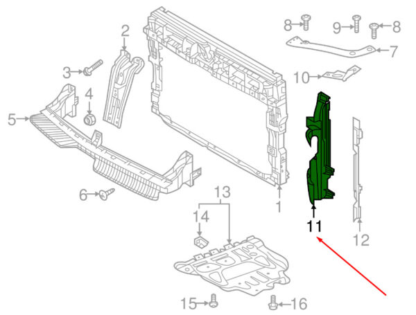 NEW VOLSWAGEN TIGUAN ALLSPACE MK2 RADIATOR RIGHT AIR GUIDE 5NN121284AK ORIGINAL - Image 7