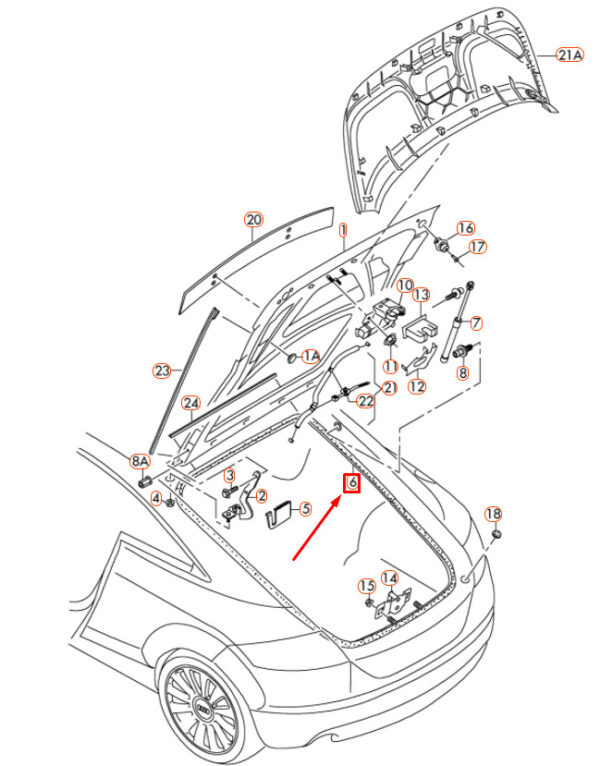 NEW AUDI TT 8J COUPE REAR LID SEAL 8J8827705A - Image 9