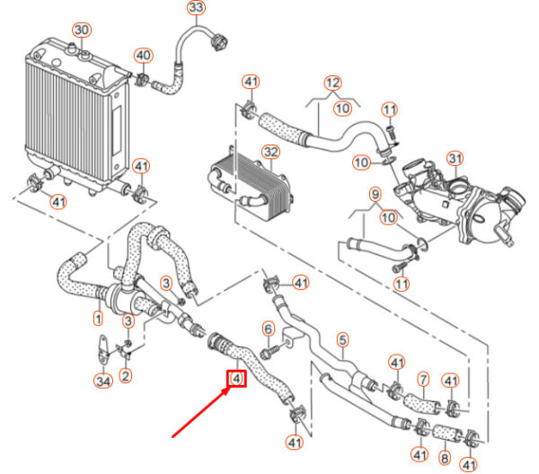 NEW AUDI RS7 SPORTBACK 4G8 COOLANT HOSE WITH QUICK COUPLING 4G0121471M ORIGINAL - Image 7