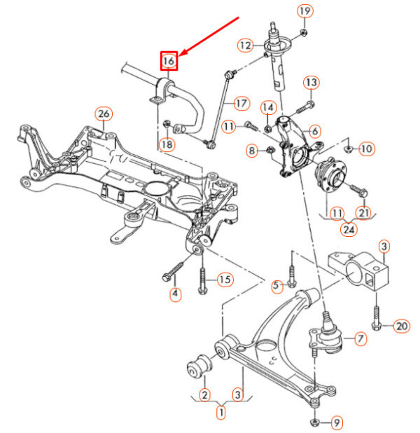 NEW VOLKSWAGEN CC FRONT STABILIZER 3C0411303AC ORIGINAL - Image 7