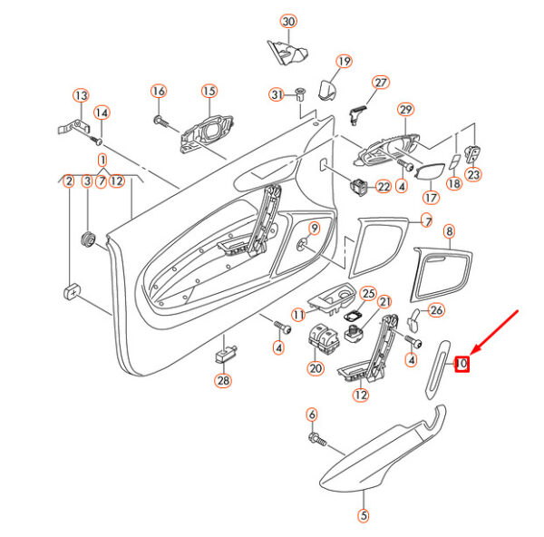 NEW AUDI A1 8X FRONT RIGHT DOOR PULL HANDLE TRIM 8X08671726PS ORIGINAL - Image 7
