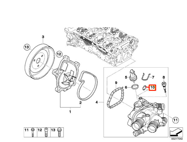 NEW MINI COOPER R56 WATERPUMP THERMOSTAT O-RING SEAL 11518613804 ORIGINAL - Image 7