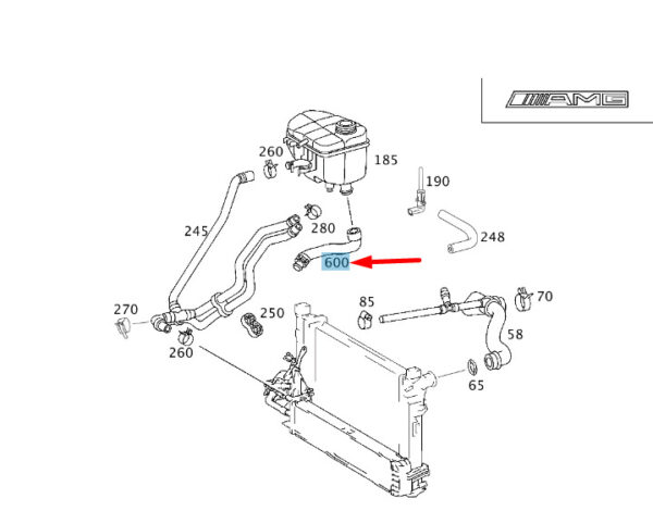 NEW MERCEDES-BENZ C W203 AMG EXPANSION TANK HOSE A2035013782 ORIGINAL - Image 7