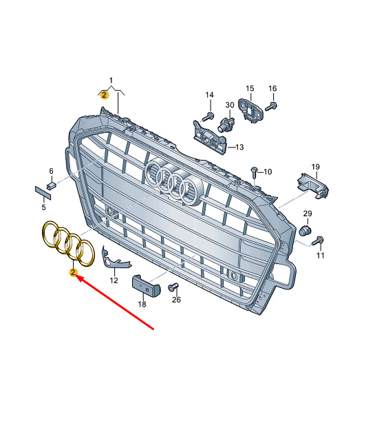 NEW AUDI A4 B9 FRONT RADIATOR GRILLE EMBLEM BADGE 8J0853605BT94 9 NEW AUDI A4 B9 FRONT RADIATOR GRILLE EMBLEM BADGE 8J0853605BT94 - Image 9