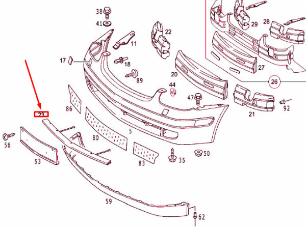 NEW MERCEDES-BENZ SLK R170 FRONT BUMPER ESCUTCHEON A17088000059999 ORIGINAL - Image 7
