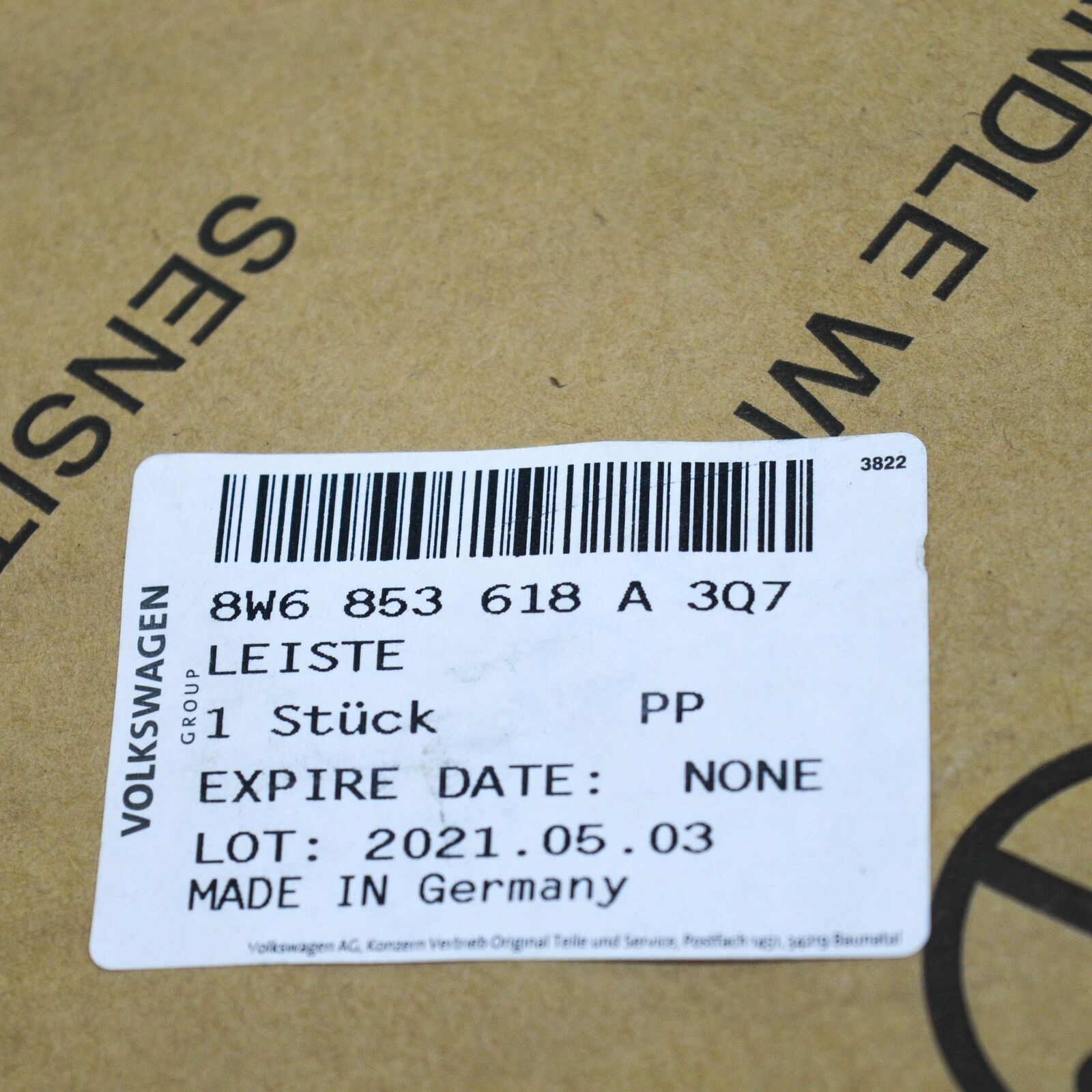 NEW AUDI A5 8W6 CABRIO FRONT BUMPER CENTER LOWER MOLDING 8W6853618A3Q7 9 NEW AUDI A5 8W6 CABRIO FRONT BUMPER CENTER LOWER MOLDING 8W6853618A3Q7 - Image 9