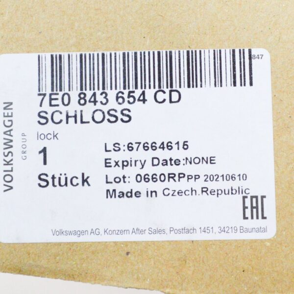 NEW VW TRANSPORTER T6 RIGHT SLIDING DOOR LOCK MECHANISM 7E0843654CD ORIGINAL - Image 7