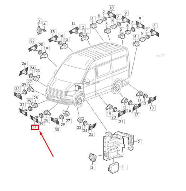 NEW VW CRAFTER MK2 FRONT LEFT CENTRE PARKING SENSOR HOLDER 7C0919493A9B9 - Image 7