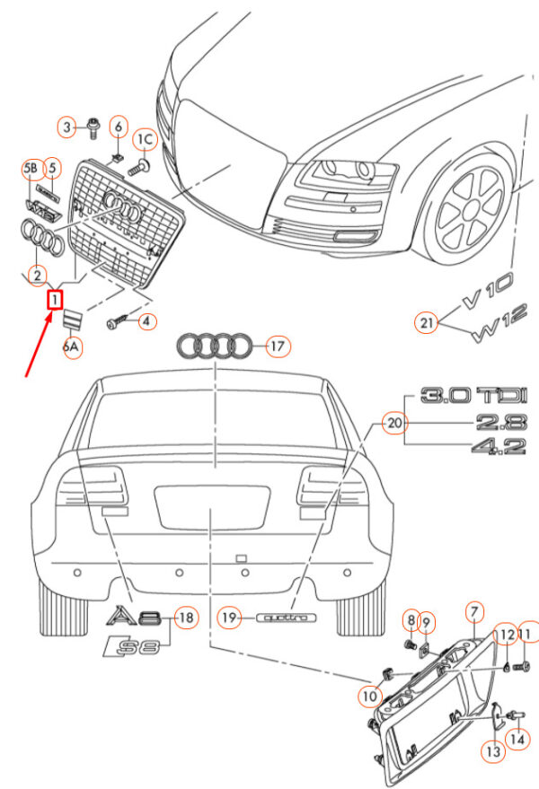 NEW AUDI A8 S8 D3 4E FRONT RADIATOR GRILLE 4E0853651AM1RR - Image 9