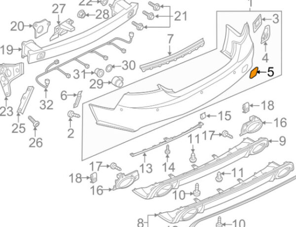 NEW AUDI RS7 4G8 REAR BUMPER TOW HOOK EYE CAP COVER 4G8807441BGRU - Image 9