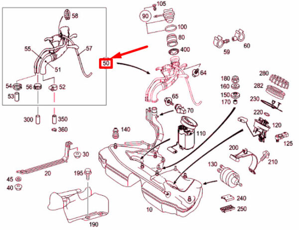 NEW MERCEDES-BENZ C W203 FUEL FILLER NECK ASSEMBLY A2034701920 - Image 7