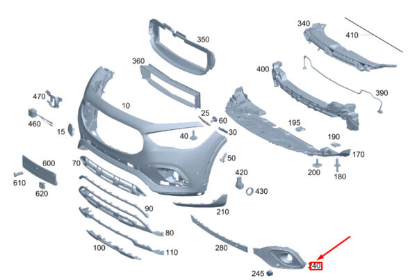 NEW MB GLA H247 FRONT BUMPER LOWER OUTER RIGHT GRILLE COVER A2478851004 ORIGINAL - Image 7