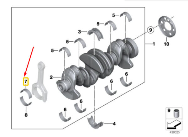 NEW BMW 1 F20 CRANKSHAFT BEARING SHELL YELLOW UPPER 11247576714 7576714 - Image 7