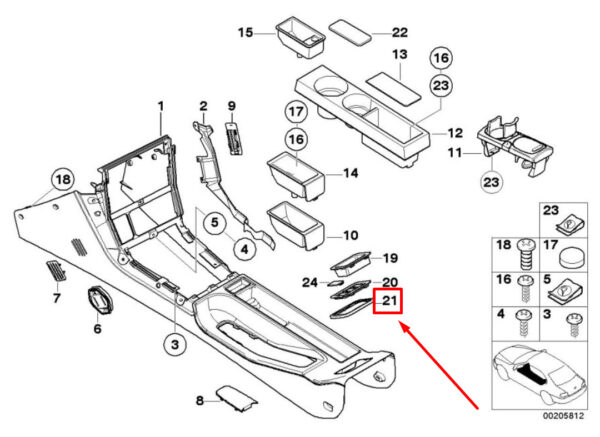 NEW BMW Z3 COUPE E36 REAR CENTER CONSOLE FRAME TRIM 51168399321 8399321 ORIGINAL - Image 7
