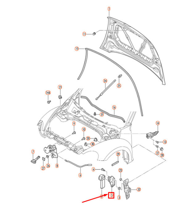 NEW VOLKSWAGEN BEETLE 9C HOOD RELEASE HANDLE BRACKET 1J1823633A ORIGINAL - Image 7