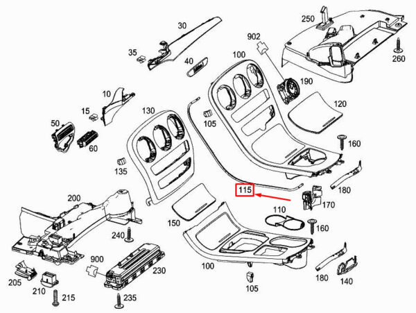 NEW MERCEDES-BENZ GLC X253 LEFT CENTRE CONSOLE OPTICAL FIBER A2058254710 - Image 7
