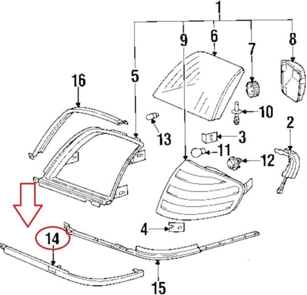 NEW MB SL R129 FRONT LEFT HEADLIGHT LOWER MOULDING A1298260777 ORIGINAL - Image 7