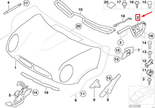 NEW MINI COOPER R50, R53 LEFT ENGINE HOOD HINGE 41617037434 ORIGINAL - Image 7