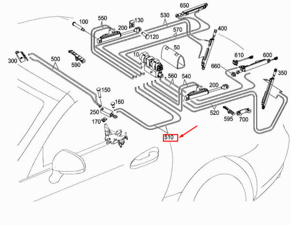 NEW MERCEDES-BENZ SL R231 FRONT LEFT ROOF HYDRAULIC HOSE A2318001515 ORIGINAL - Image 7