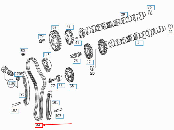 NEW MERCEDES-BENZ ML W163 DOUBLE ROLLER CHAIN A0039977594 - Image 7