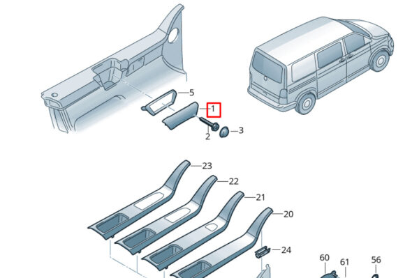 NEW VOLKSWAGEN TRANSPORTER T5 HANDLE SHELL UPPER PART 7H0867171C9B9 ORIGINAL - Image 7