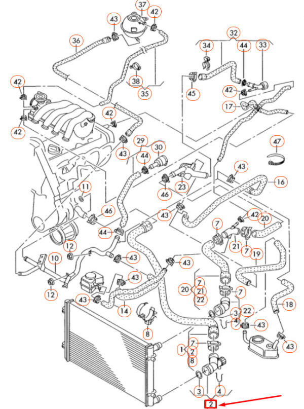 NEW VOLKSWAGEN GOLF MK5 COOLING SYSTEM FLANGE 6Q0122291F ORIGINAL - Image 7