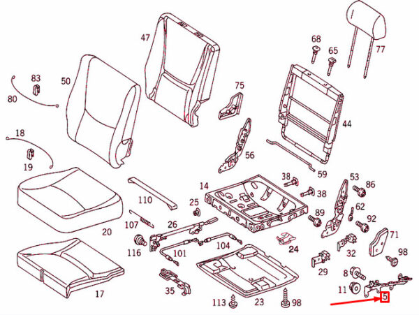 NEW MERCEDES-BENZ ML W163 FOLDING SEAT RIGHT CONSOLE BRACKET A1639300230 - Image 7