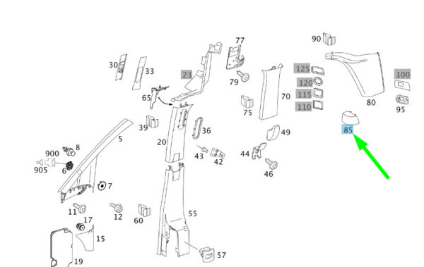 NEW MERCEDES-BENZ VITO W639 LEFT D-PILLAR COVER TRIM A63963101088J12 ORIGINAL - Image 7