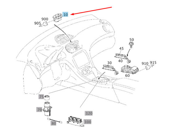 NEW MERCEDES-BENZ SL R230 INSTRUMENT PANEL UPPER SWITCH A23082134519116 ORIGINAL - Image 7