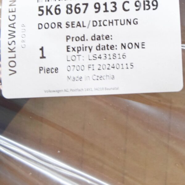NEW VOLKSWAGEN GOLF 5K MK6 REAR DOOR INNER RUBBER SEAL 5K6867913C9B9 ORIGINAL - Image 7