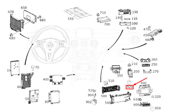 NEW MB CLA C117 HEADLIGHT LEVELING CONTROL MODULE HOUSING A0025405581 ORIGINAL - Image 7