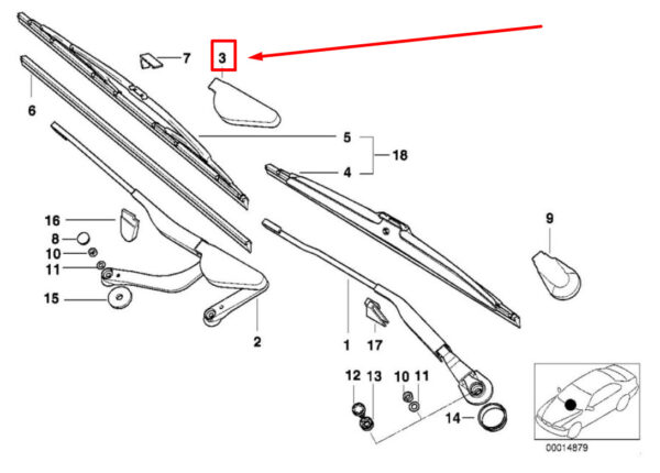 NEW BMW 7 E38 FRONT WIPER ARM COVER 8360052 61618360052 ORIGINAL - Image 7
