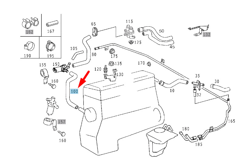 NEW MERCEDES-BENZ CLK C208 RECIRCULATING PUMP TO ENGINE HOSE A2028326494 7 NEW MERCEDES-BENZ CLK C208 RECIRCULATING PUMP TO ENGINE HOSE A2028326494 - Image 7