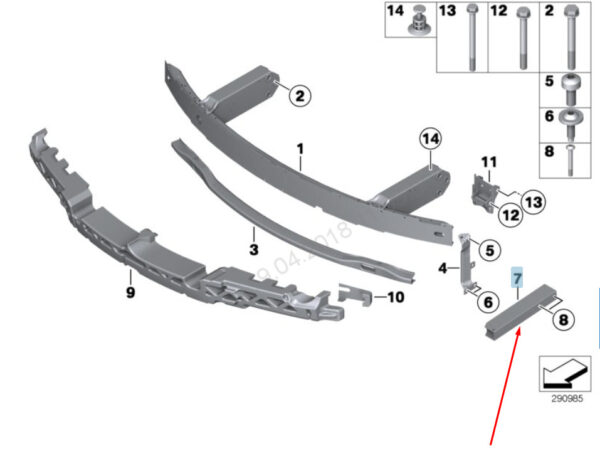 NEW BMW 6 F06 FRONT BUMPER RIGHT DEFORMATION ELEMENT 51117231968 2016 - Image 7