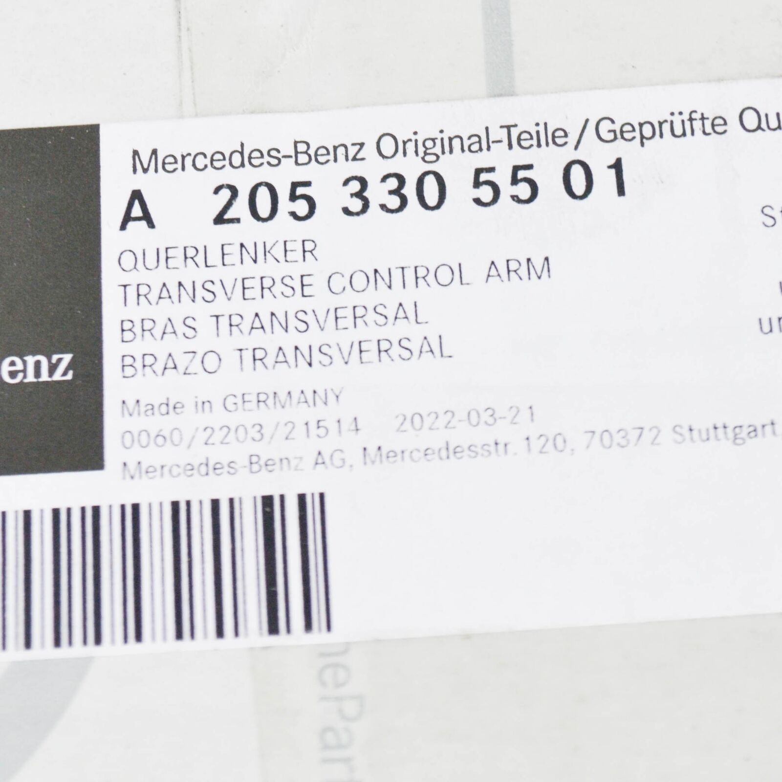NEW MERCEDES-BENZ C-CLASS W205 FRONT LEFT UPPER CONTROL ARM A2053305501 7 NEW MERCEDES-BENZ C-CLASS W205 FRONT LEFT UPPER CONTROL ARM A2053305501 - Image 7