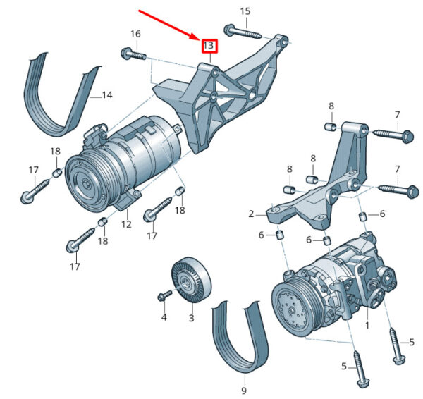 NEW VOLKSWAGEN CRAFTER 2F MK1 AC COMPRESSOR BRACKET 076260885A ORIGINAL - Image 7