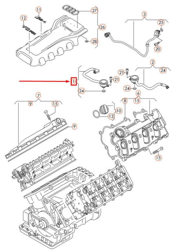 NEW AUDI RS4 AVANT QUATTRO B8 LEFT VENT HOSE 079103209CB ORIGINAL - Image 7