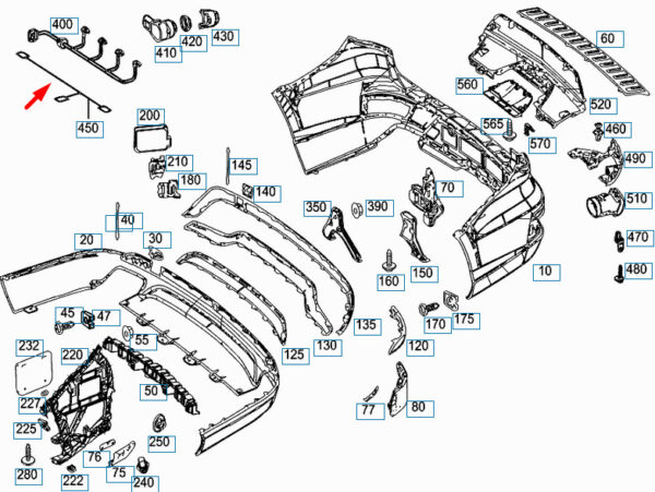 NEW MERCEDES-BENZ GL-CLASS X166 REAR BUMPER CABLE HARNESS A1664409034 ORIGINAL - Image 7