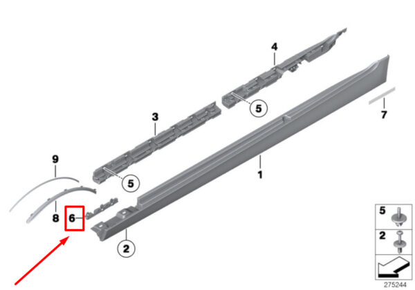 NEW BMW 5 F10 RIGHT ROCKER PANEL MOLDING 7184776 51777184776 ORIGINAL - Image 7