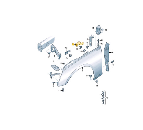 NEW AUDI A5 CABRIO 8W6 FRONT FENDER WING HOLDER 8W6821471 ORIGINAL 7 NEW AUDI A5 CABRIO 8W6 FRONT FENDER WING HOLDER 8W6821471 ORIGINAL - Image 7