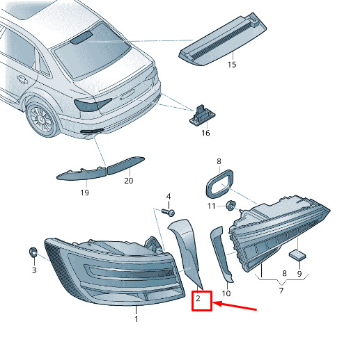 NEW AUDI A4 B9 REAR LEFT TAILLIGHT TRIM 8W5945253B ORIGINAL 7 NEW AUDI A4 B9 REAR LEFT TAILLIGHT TRIM 8W5945253B ORIGINAL - Image 7