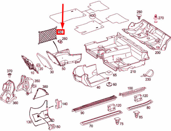 NEW MERCEDES-BENZ E W211 LEG ROOM LUGGAGE NET A21081400077E53 ORIGINAL - Image 7