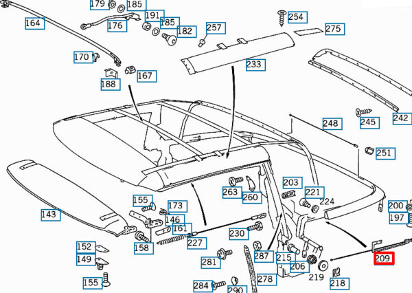 NEW MERCEDES BENZ SL R129 CONVERTIBLE TOP RIGHT CLAMP A1297702649 ORIGINAL - Image 7