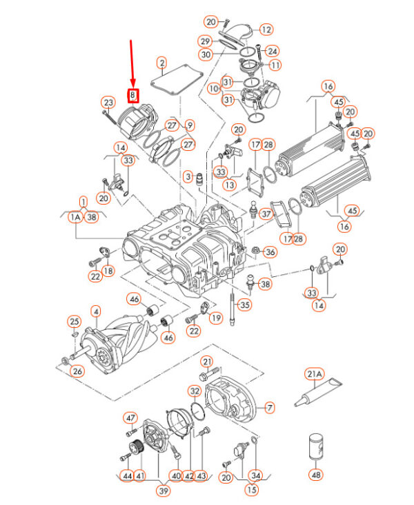NEW AUDI A4 B8 THROTTLE VALVE ADAPTER 06E133062H ORIGINAL - Image 7