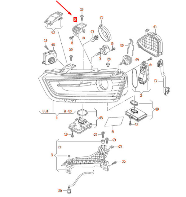 NEW AUDI Q3 8U RIGHT OUTER HEADLIGHT BRACKET 8U0941122 ORIGINAL - Image 7