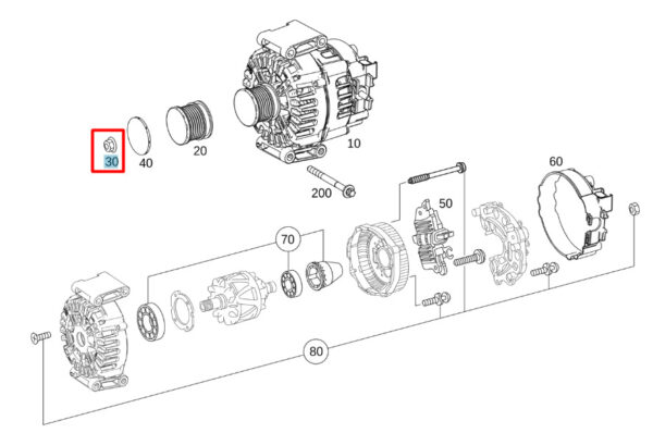 NEW MERCEDES-BENZ C W205 ALTERNATOR HEXAGON NUT A0009902250 ORIGINAL - Image 7