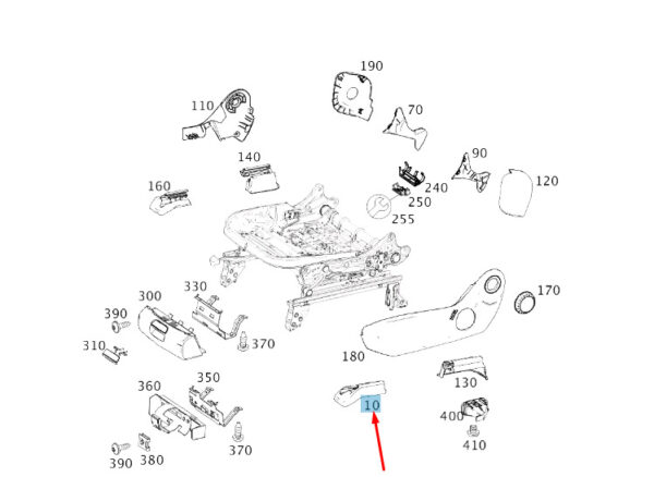 NEW MB GLA X156 FRONT LEFT SEAT OUTER RAIL COVER A17691901009H68 ORIGINAL - Image 7
