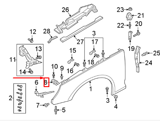 NEW AUDI A4 B9 FRONT RIGHT FENDER HOLDER BRACKET 8W0821468 ORIGINAL 7 NEW AUDI A4 B9 FRONT RIGHT FENDER HOLDER BRACKET 8W0821468 ORIGINAL - Image 7
