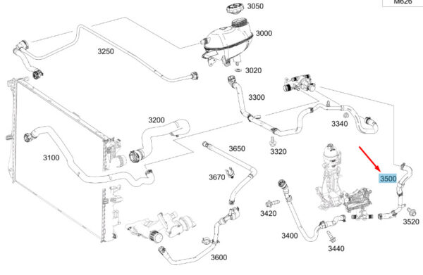 NEW MB C W205 OIL FILTER HOUSING TO THERMOSTAT HOUSING HOSE A6262000182 ORIGINAL - Image 7